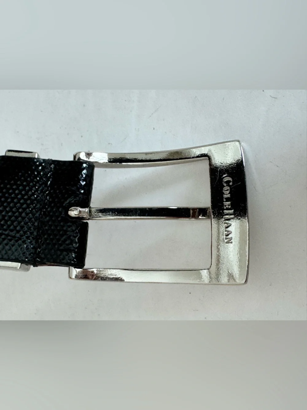 Cole Haan Leather Textured Belt black with silver buckle size 36